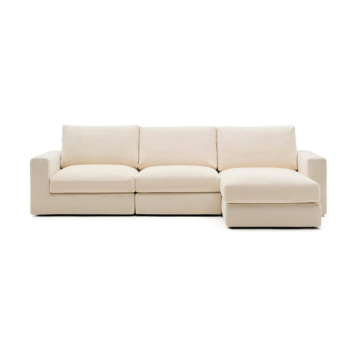 Kave Home Alea 4-zitsbank met chaise longue rechts Ecru