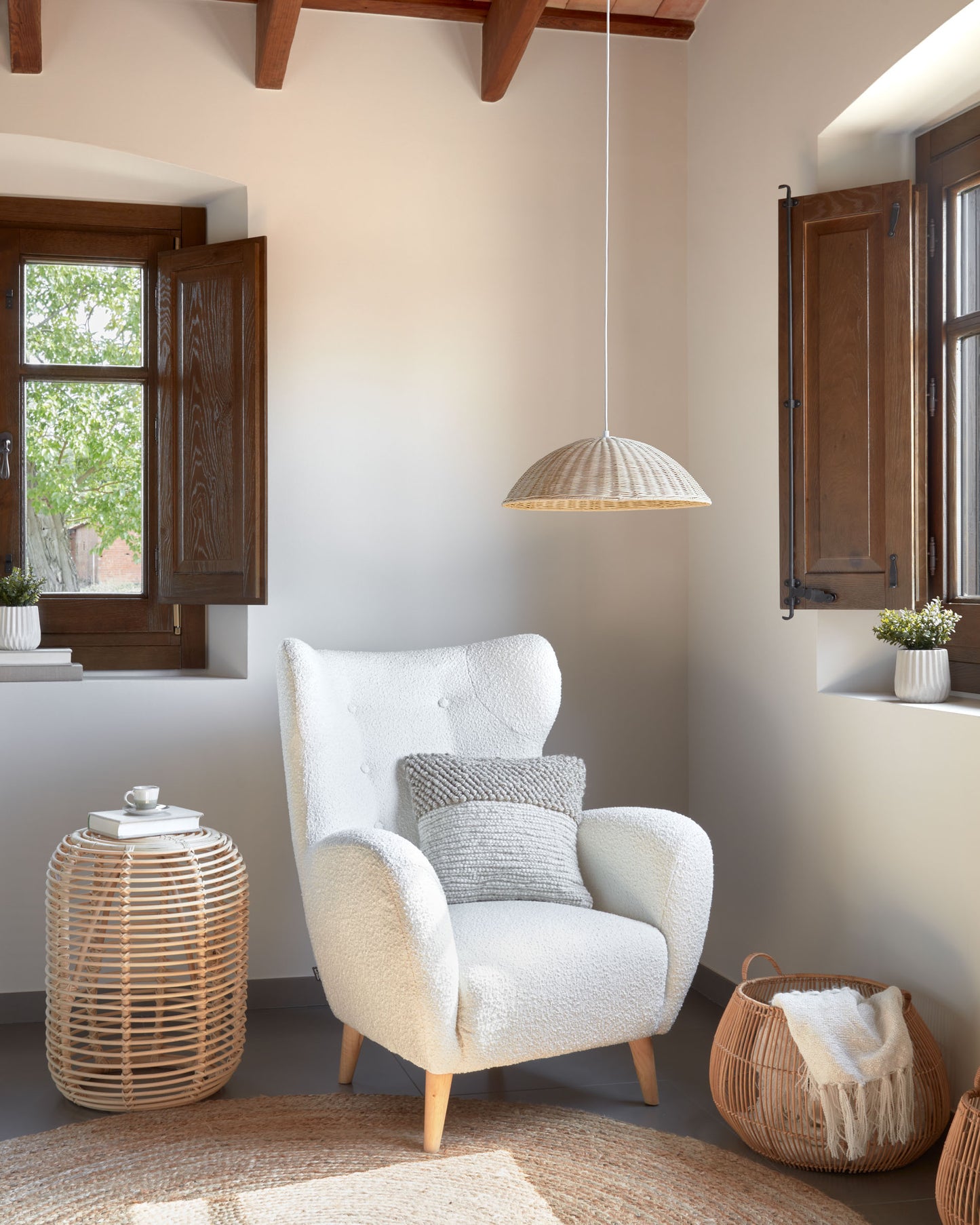Kave Home Patio fauteuil bouclé Wit