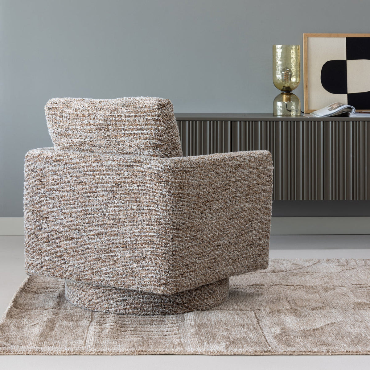 WOOOD Oska fauteuil draaibaar Bruin Melange