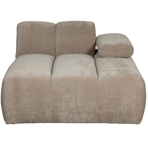 WOOOD Mojo chaise longue bank arm rechts ribstof Donkerzand