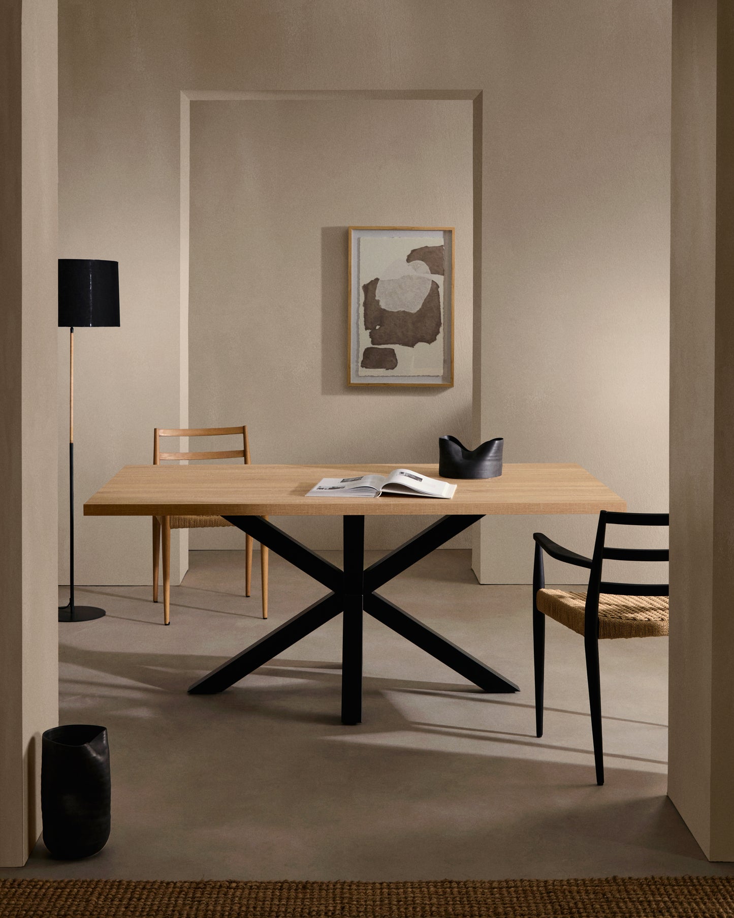 Kave Home Argo eettafel rechthoek 180x100 cm Natural/Black