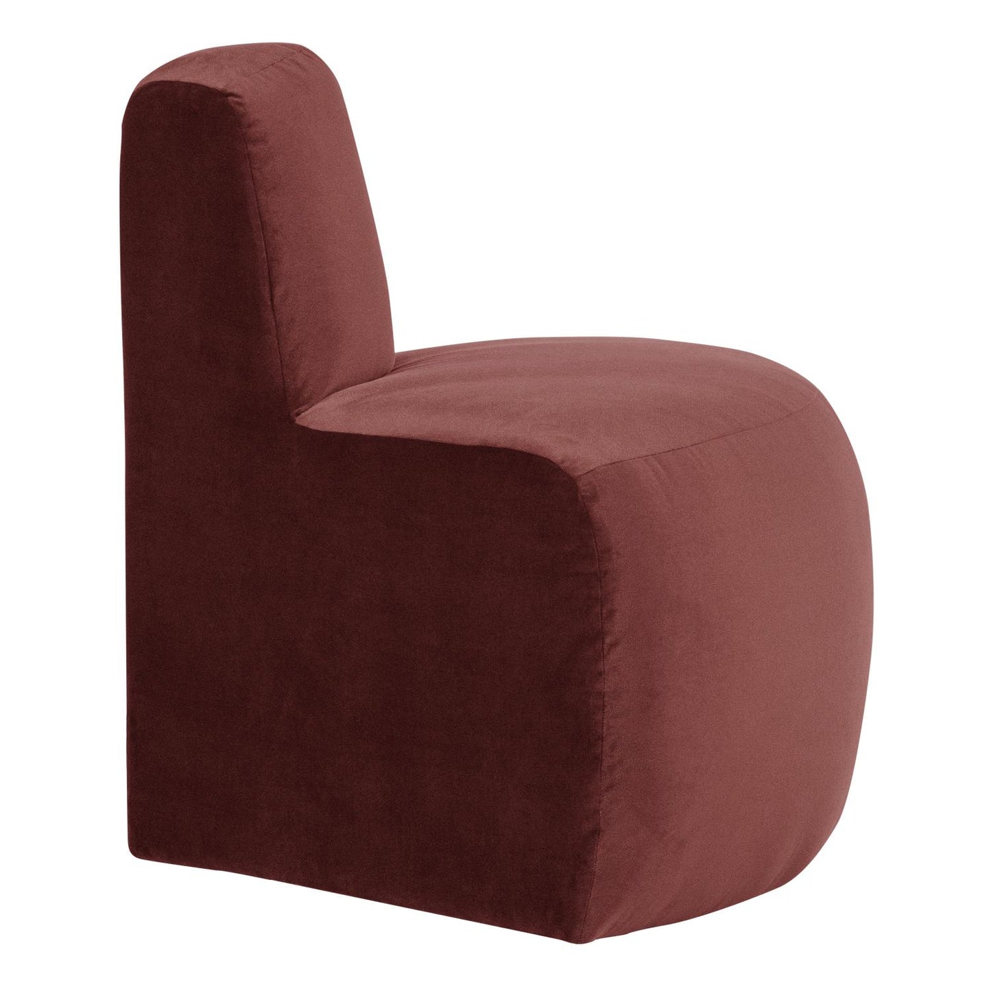 WOOOD Mojo Base eetbank hoek rond rugleuning velvet Kastanjebruin