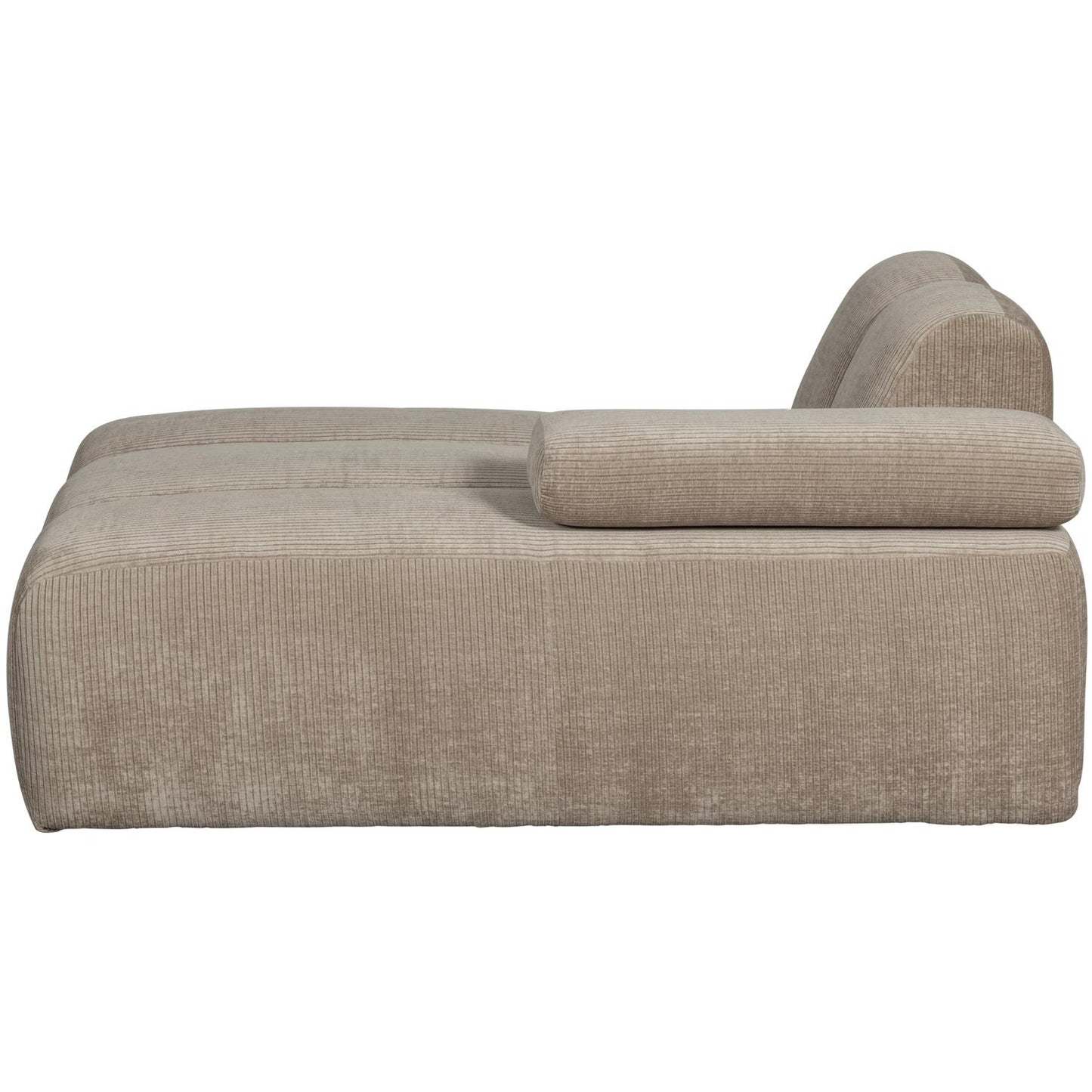 WOOOD Mojo chaise longue bank arm rechts ribstof Donkerzand