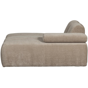 WOOOD Mojo chaise longue bank arm rechts ribstof Donkerzand