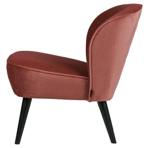 WOOOD Sara fauteuil velvet Bordeauxrood