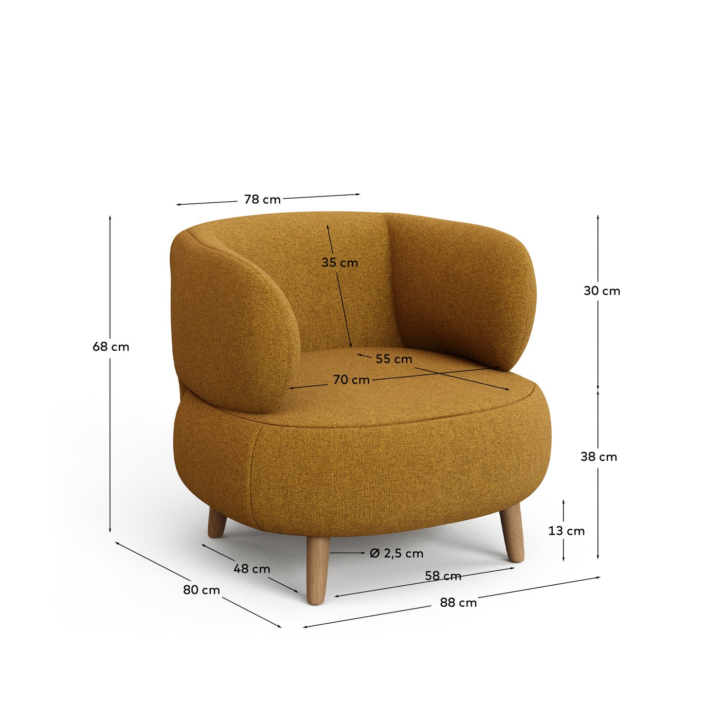 Kave Home Luisa fauteuil Mustard