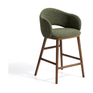 Kave Home Maina barkruk H65 dik chenille Groen walnoot
