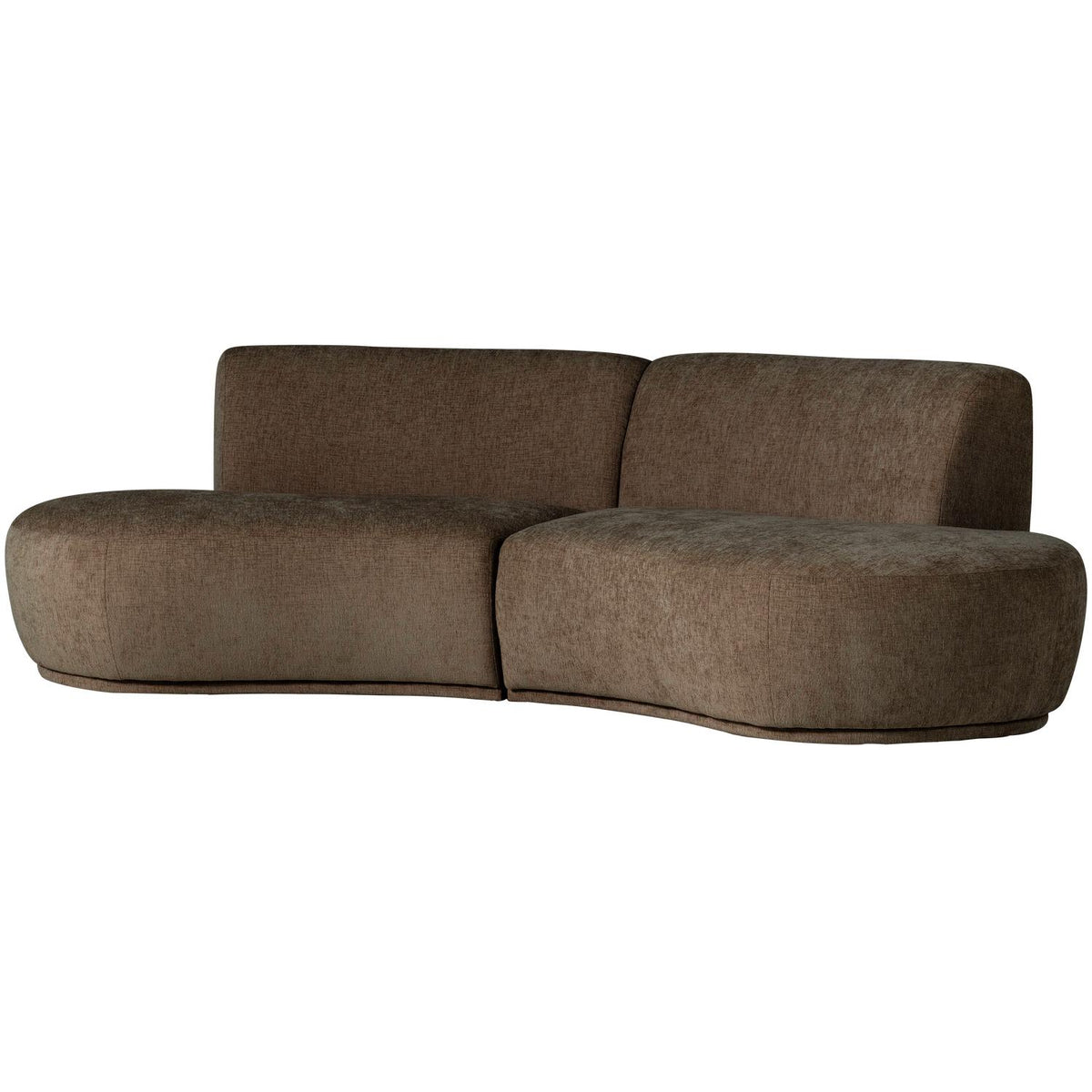 WOOOD Batavier 4-zits bank halfrond velvet Bruin Melange