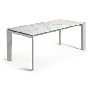 Kave Home Axis eettafel uitschuifbaar 140/200x90 cm Wit/Grijs