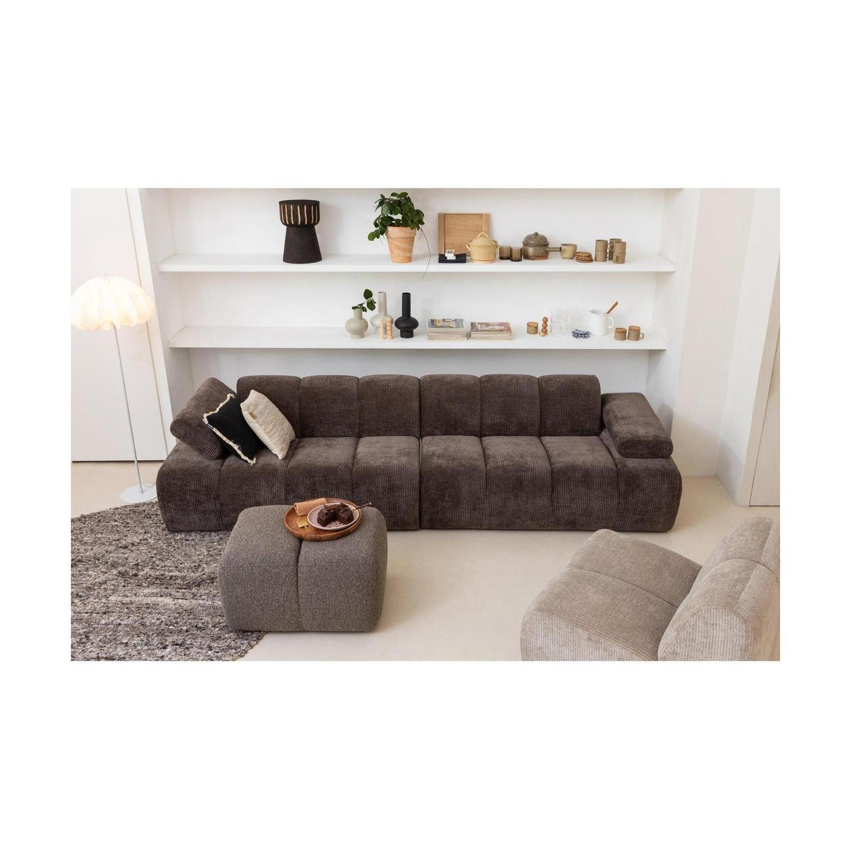 WOOOD Mojo 1-zits bank rib Donkerzand