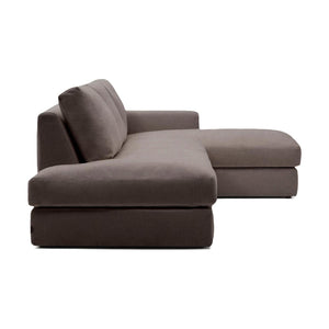Kave Home Alea 5-zitsbank met chaise longue rechts Donkerbruin
