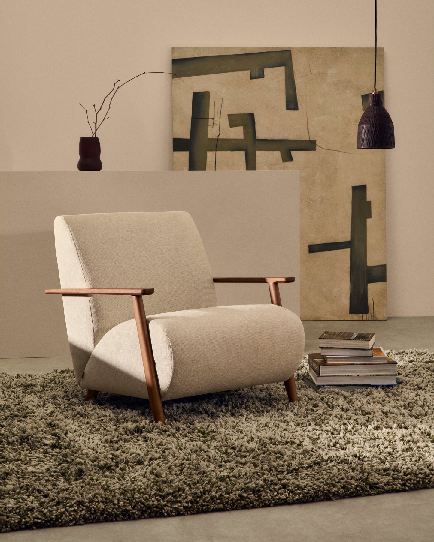 Kave Home Meghan fauteuil Pearl walnoot