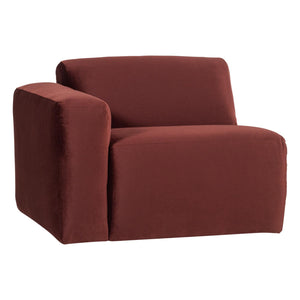 WOOOD Mojo Base 1-zits bank arm links  velvet Kastanjebruin