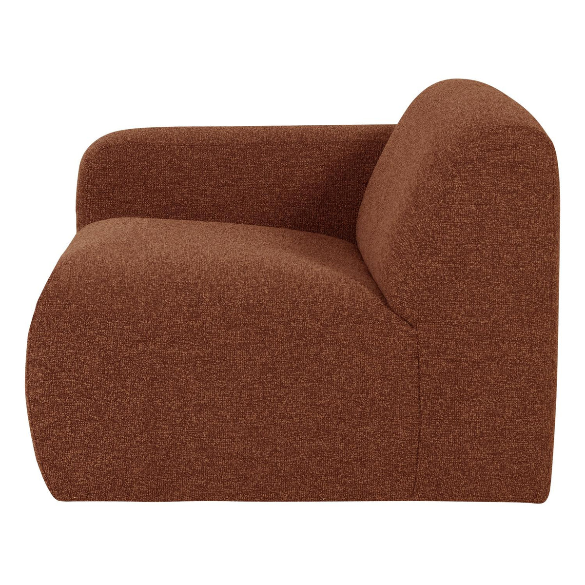 WOOOD Mojo Base 1-zits bank arm links bouclé Roestbruin