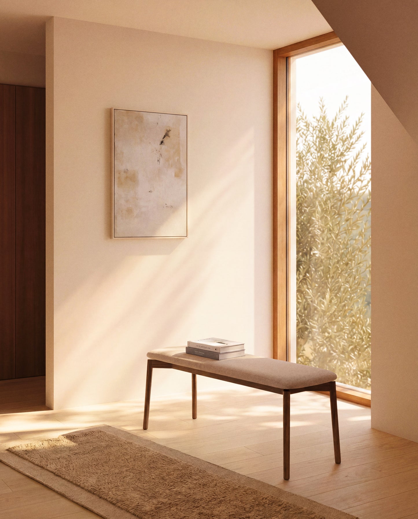 Kave Home Evera eetkamerbank chenille Grey/Brown