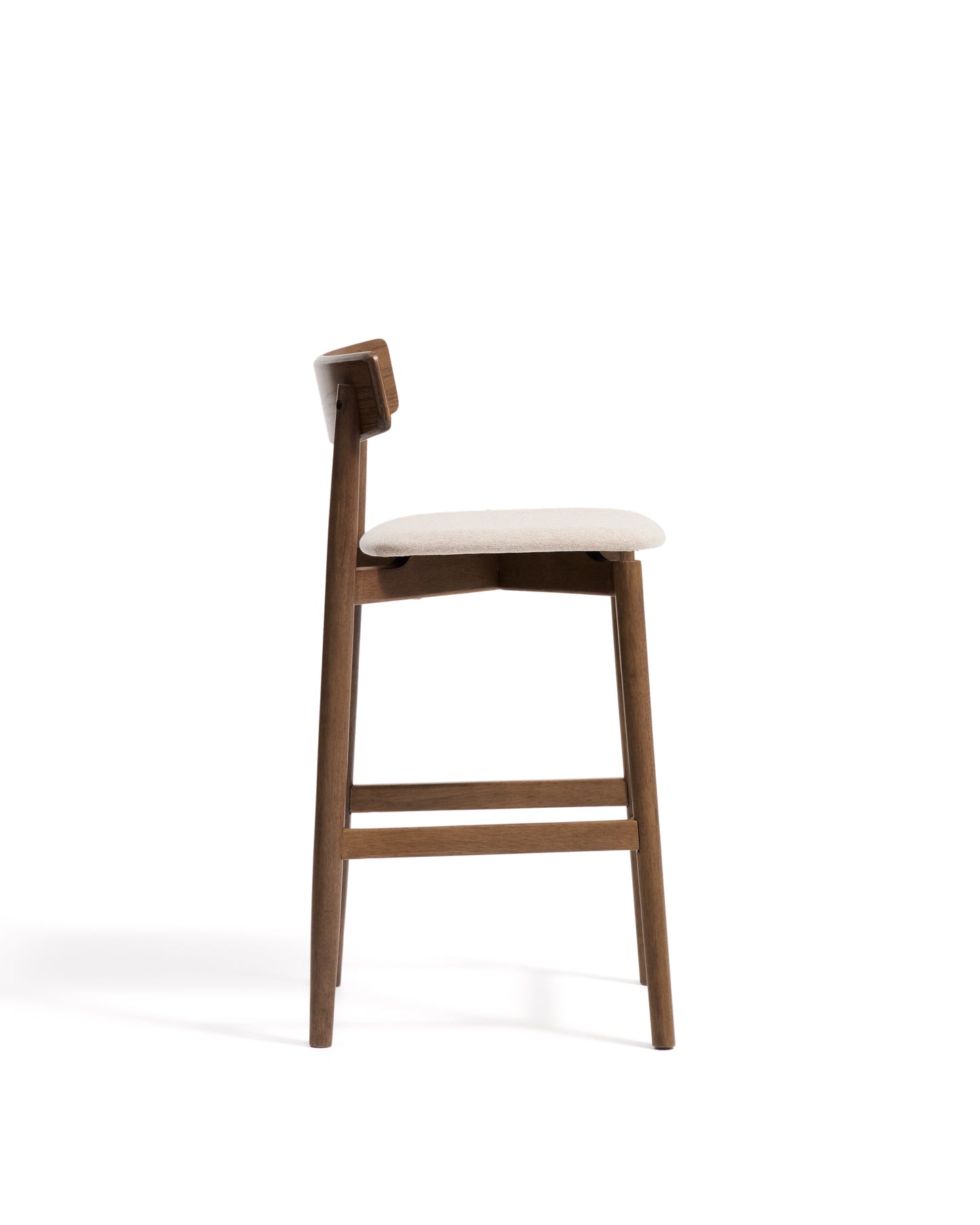 Kave Home Evera barkruk H67 chenille Grey/Brown met rugleuning