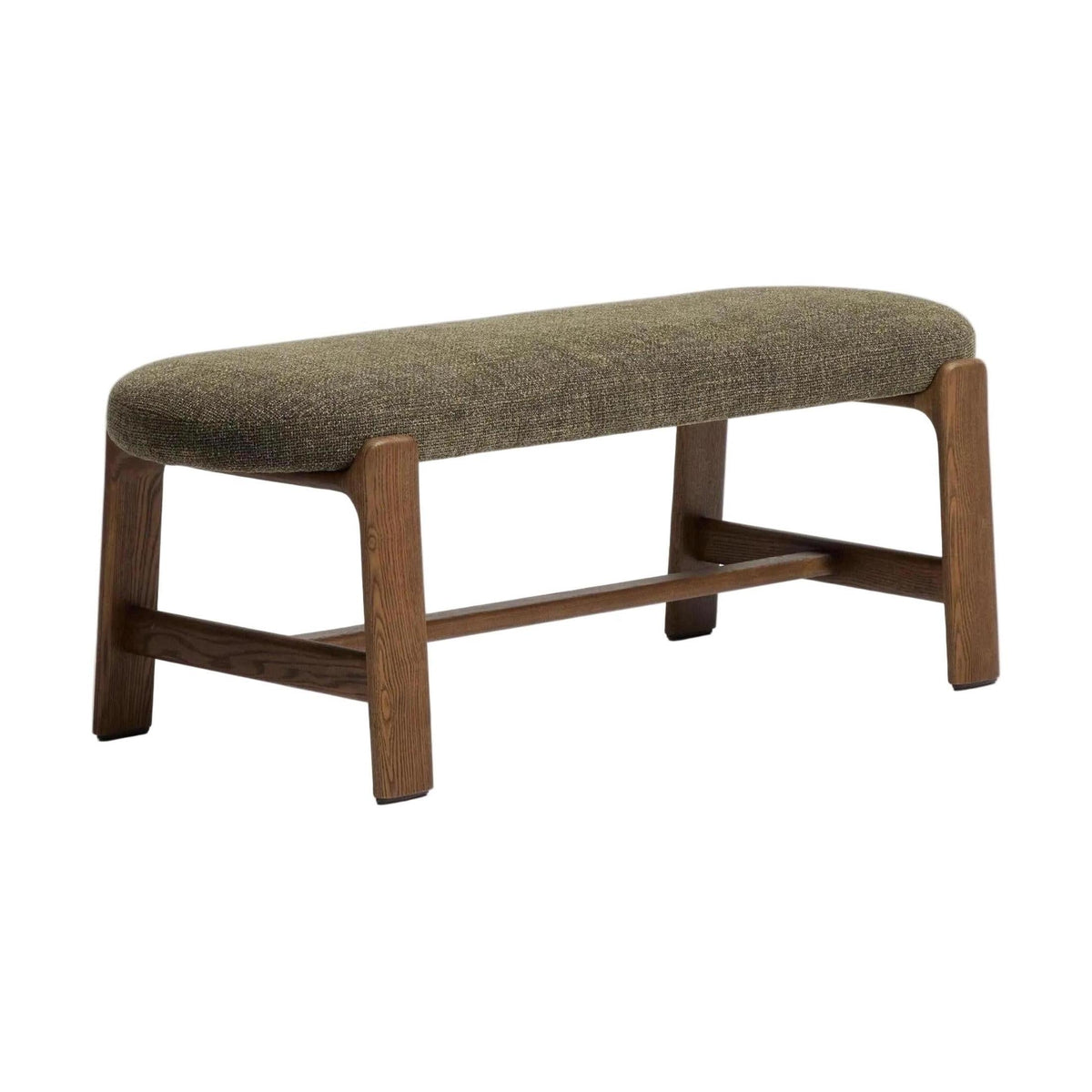 Kave Home Granite eetkamerbank chenille Groen/walnoot
