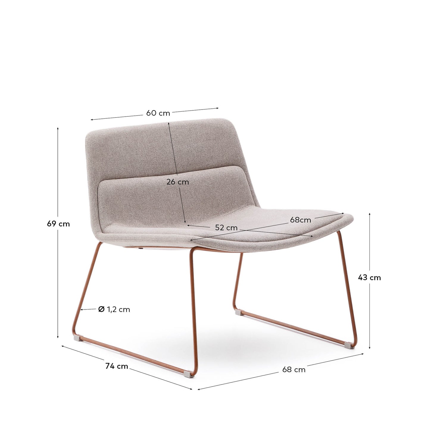 Kave Home Zahara fauteuil Beige/Terracotta