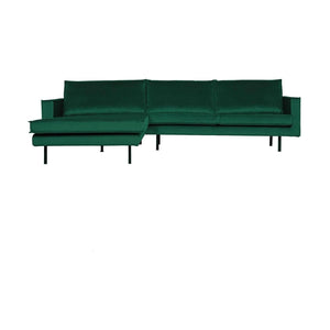 WOOOD Rodeo bank chaise longue links velvet Bosgroen