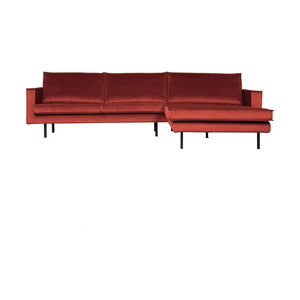 WOOOD Rodeo bank chaise longue rechts velvet Kastanjebruin