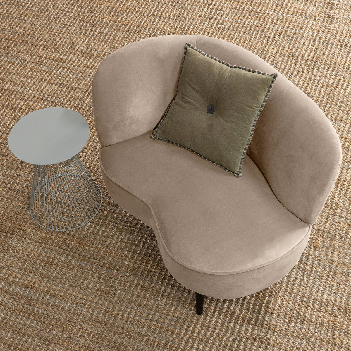 WOOOD Sara lounge fauteuil links velvet Khaki