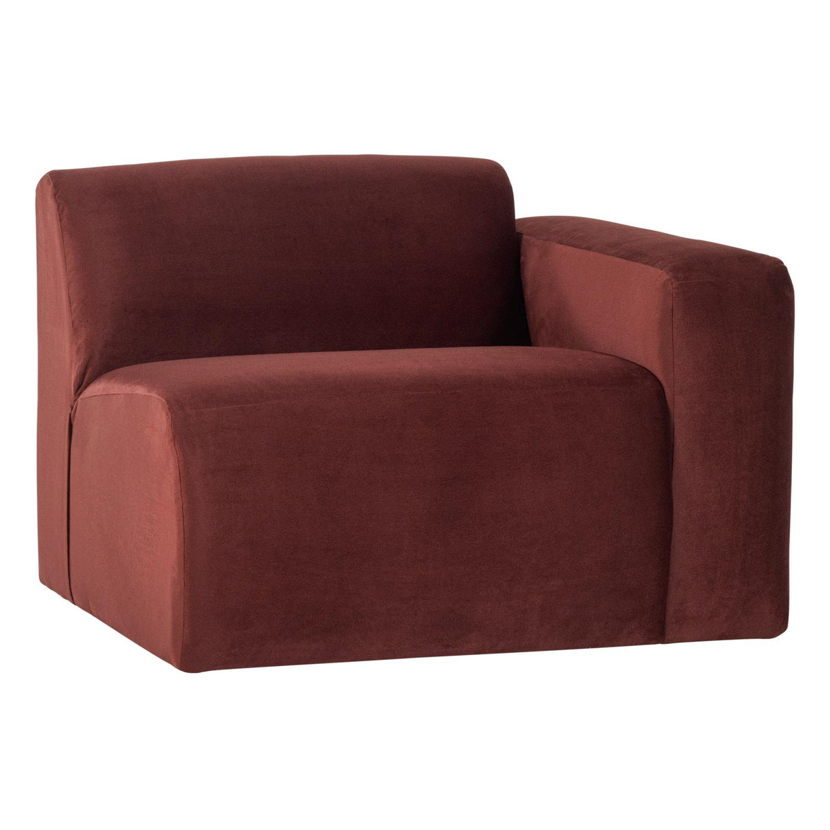 WOOOD Mojo Base 1-zits bank arm rechts velvet Kastanjebruin