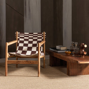 WOOOD Zano fauteuil hout bruin met kelim zitting Naturel