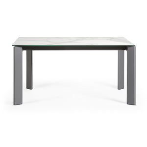 Kave Home Axis eettafel uitschuifbaar 160/220x90 cm Wit/Zwart