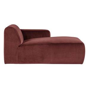WOOOD Mojo Base chaise longue bank arm rechts velvet Kastanjebruin