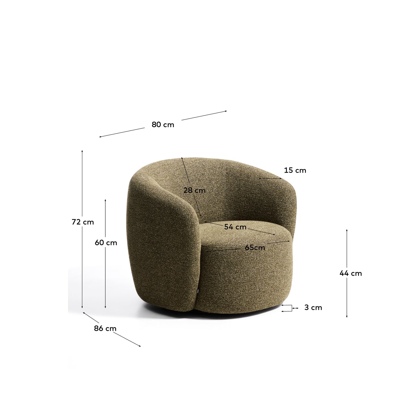 Kave home Odenia brandvertragende bouclé Olive green