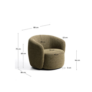 Kave home Odenia brandvertragende bouclé Olive green