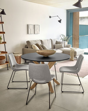 Kave Home Argo eettafel rond Ø120 cm Black/Natural