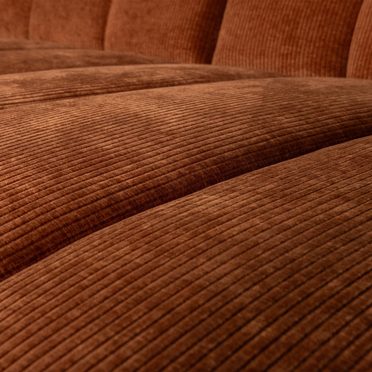 WOOOD Mojo chaise longue bank rechts ribstof Roestbruin