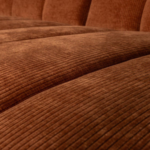 WOOOD Mojo chaise longue bank rechts ribstof Roestbruin