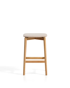 Kave Home Evera barkruk H67 chenille Grey/Beige