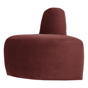 WOOOD Mojo Base eetbank hoek rond rugleuning velvet Kastanjebruin