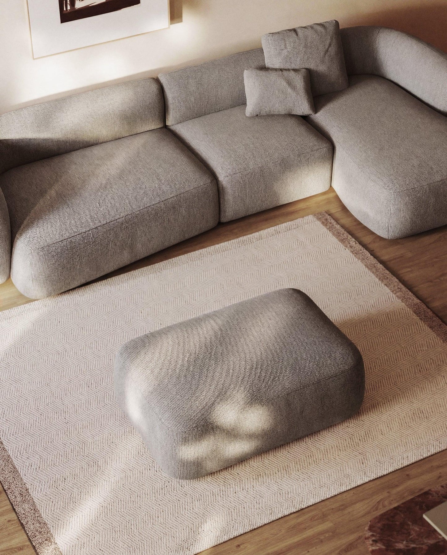 Kave Home Martina poef chenille Stone