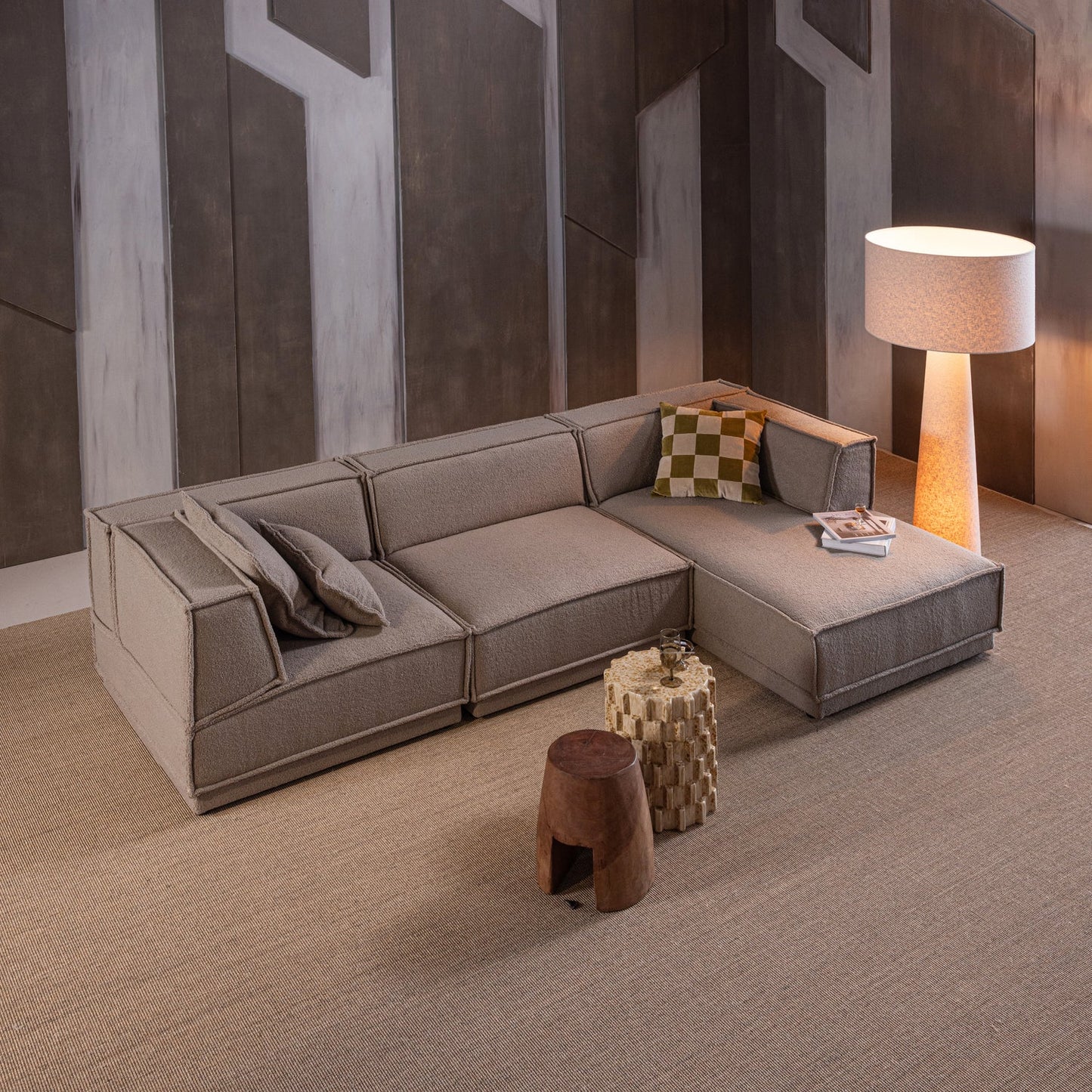 WOOOD Manu 3-zitsbank chaise longue rechts Naturel