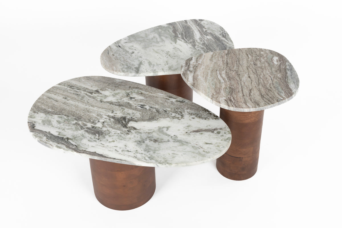 Dutchbone Suki bijzettafel set van 3 Bruin en Wit