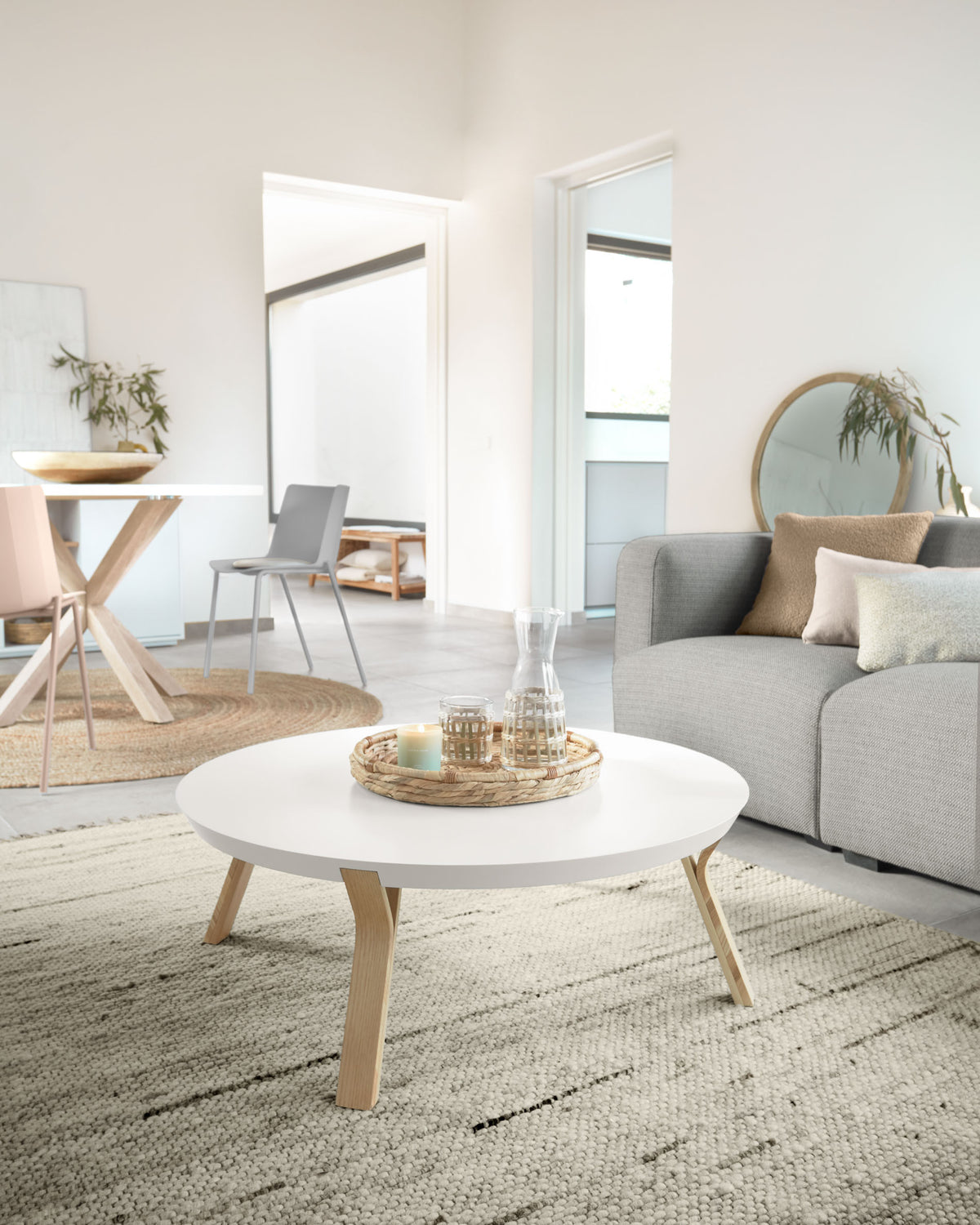 Kave Home Argo eettafel rond Ø120 cm White/Natural
