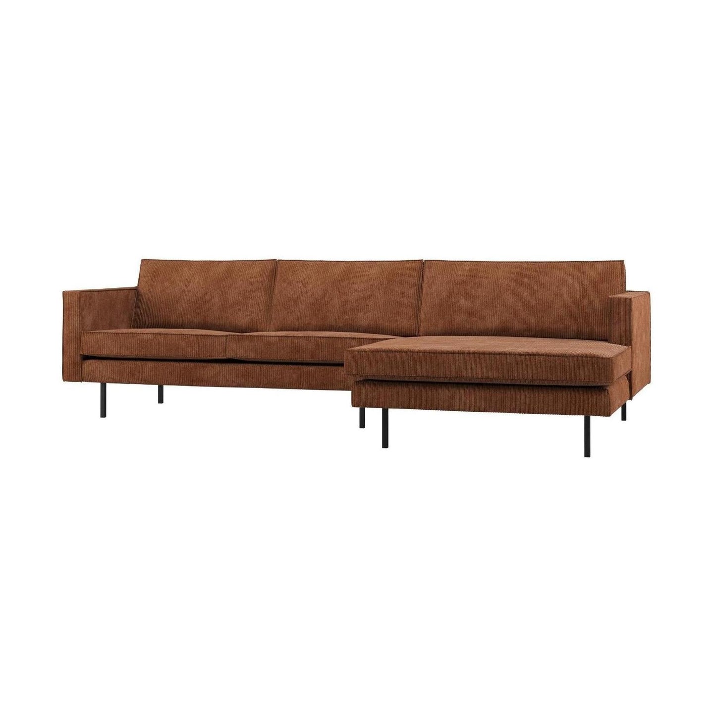WOOOD Rodeo bank chaise longue rechts ribstof Roestbruin