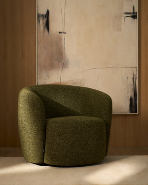 Kave home Odenia brandvertragende bouclé Olive green