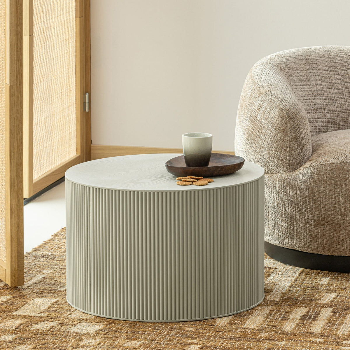 WOOOD Sanne bijzettafel Ø60 cm Antiek Beige