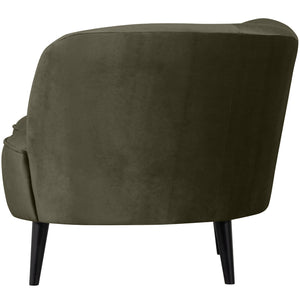 WOOOD Sara lounge fauteuil rechts velvet Warm Groen