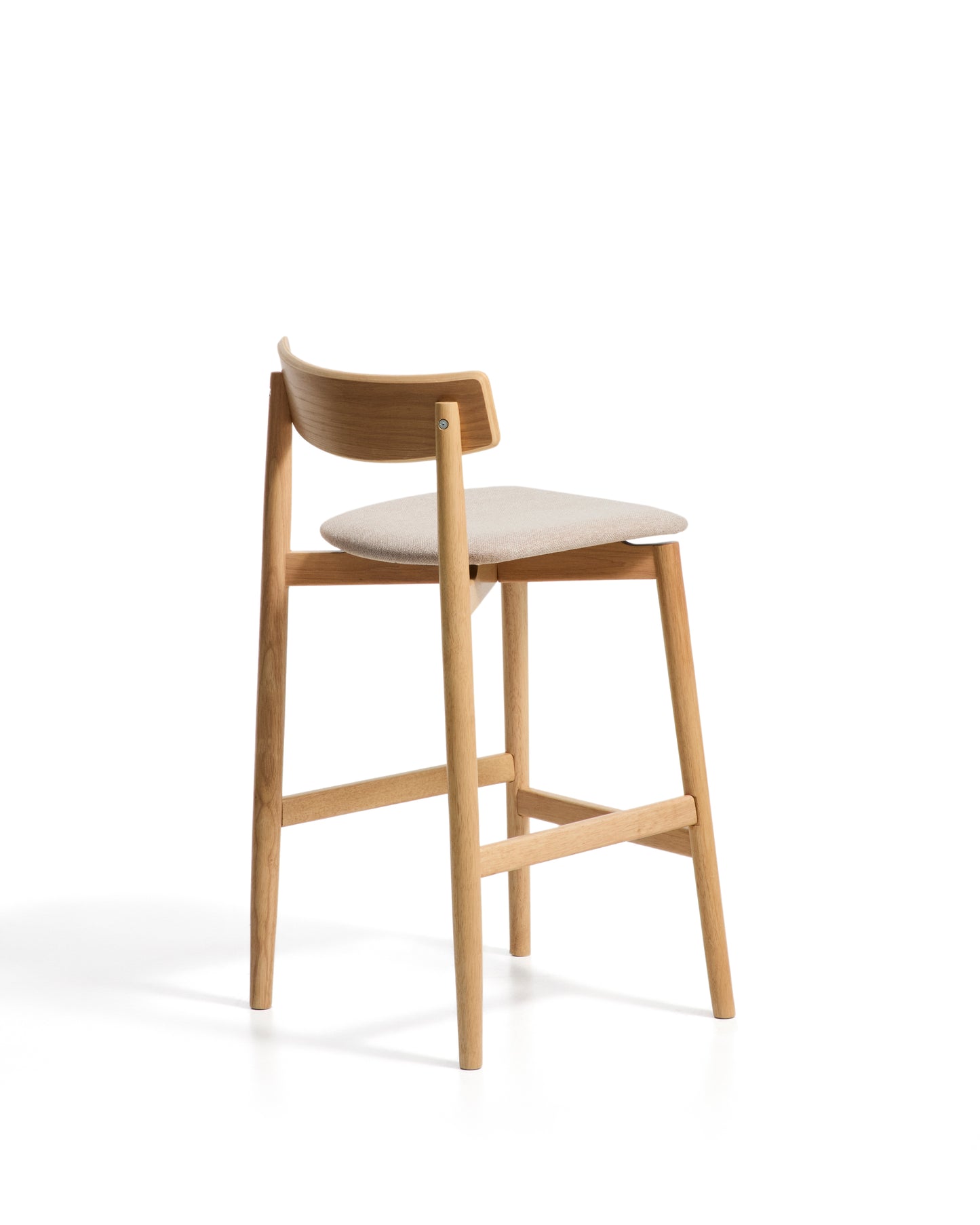 Kave Home Evera barkruk H67 chenille Grey/Beige met rugleuning