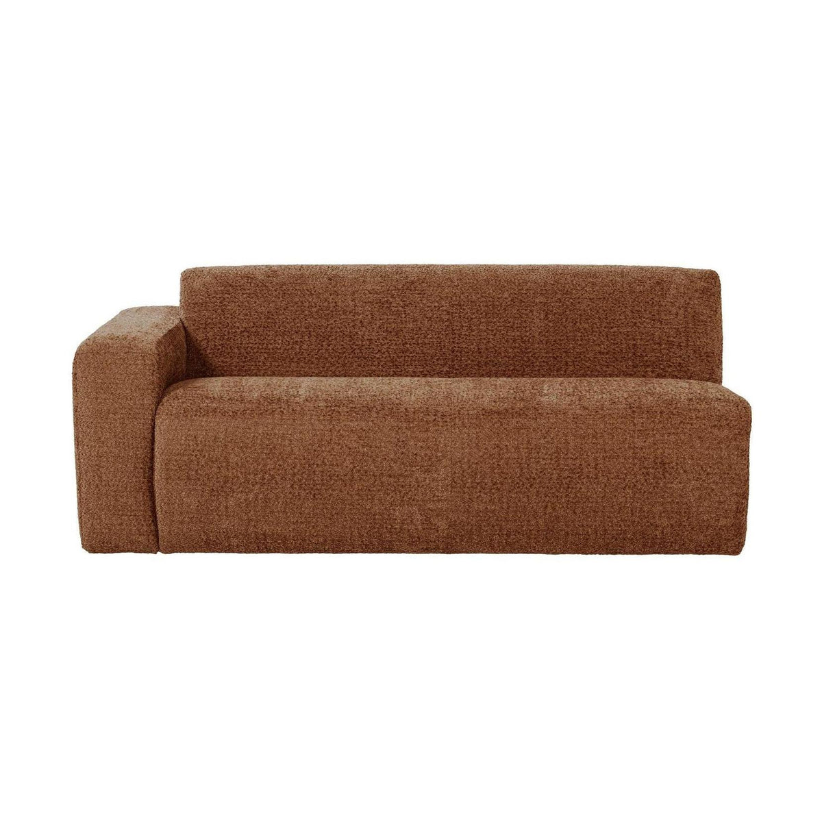 WOOOD Mojo Base 2-zits bank arm links wollig Roestbruin