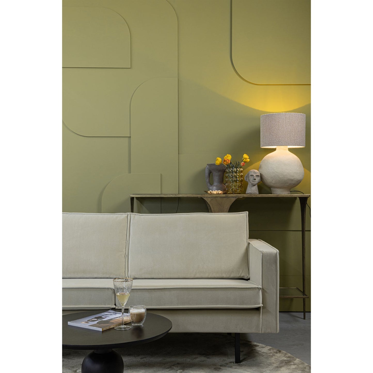 WOOOD Rodeo bank chaise longue links velvet Pistache