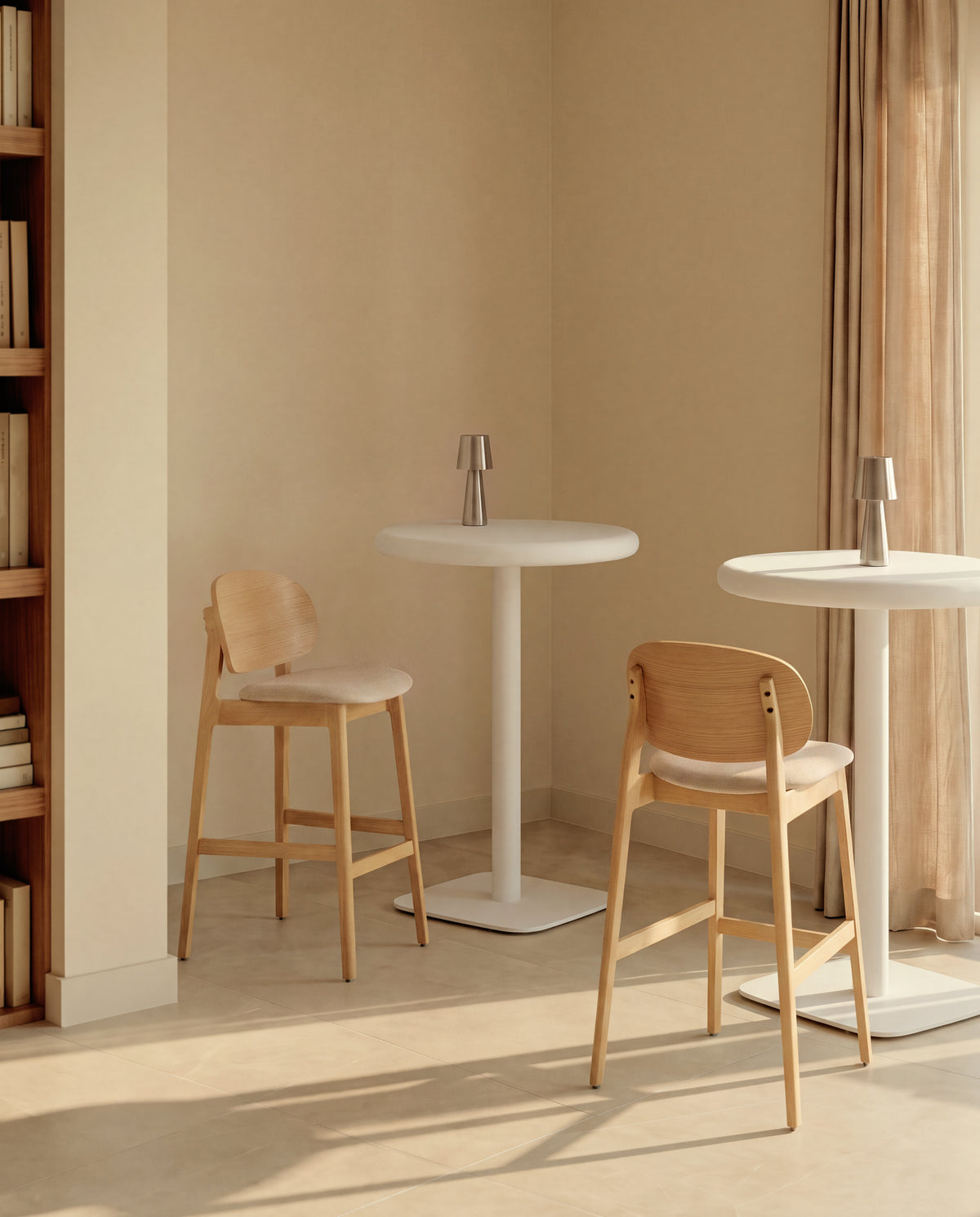 Kave Home Ludara barkruk H69 chenille Grey/Beige