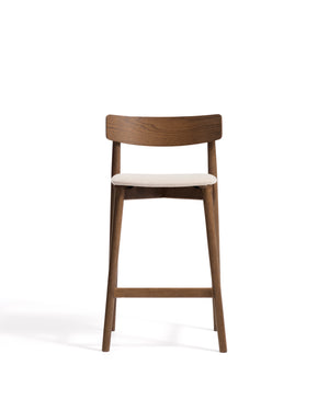 Kave Home Evera barkruk H67 chenille Grey/Brown met rugleuning