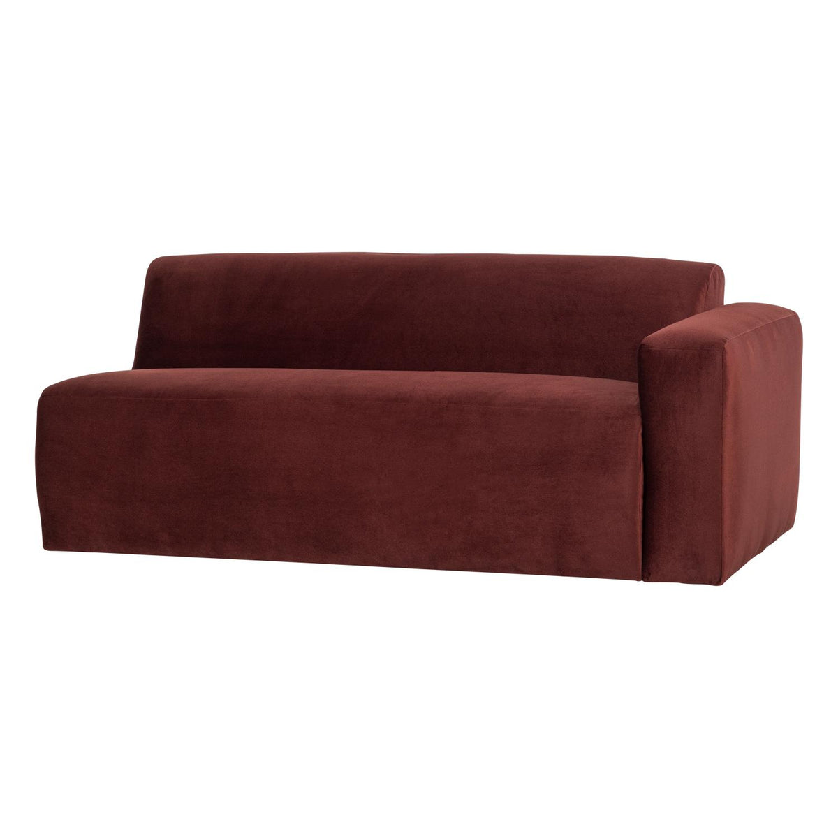WOOOD Mojo Base 2-zits bank arm rechts velvet Kastanjebruin